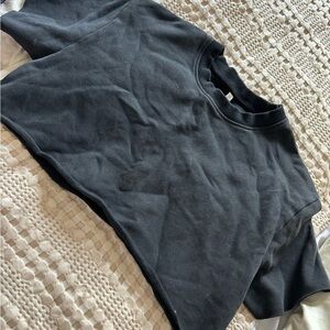 cropped, short sleeve, sweat shirt material